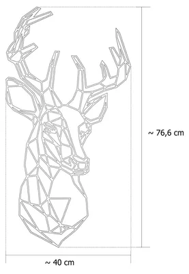 Zdjęcie produktu dla Dekoracja ścienna metalowa fototapeta metalowa geometryczna sztuka ścienna głowa jelenia 74x40cm, kolor: głowa jelenia czarna