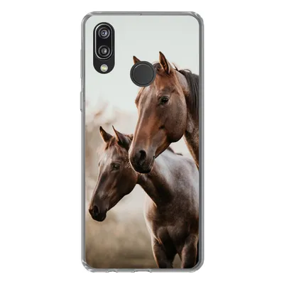 Produktbild von MuchoWow® Handyhülle Schutzhülle Hülle für Huawei P20 Lite (2020) Pferde - Natur - Braun Silikon Softcase Handy Hülle - Kartenhalter