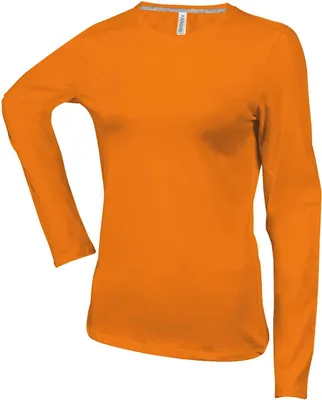 Produktbild von Kariban Damen Langarmshirt T-Shirt Longsleeve Shirt Baumwolle Rundhals, Größe:L, Farbe:Orange