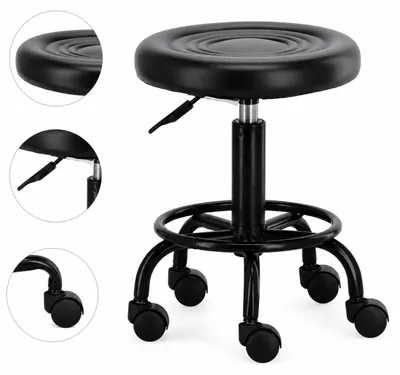 Produktbild von Kosmetikhocker Sattelhocker Friseurhocker Rollhocker Drehstuhl für SPA mobil schwarz, KI-generiertes Bild