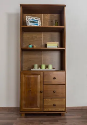 Produktbild von Regal - 80 cm breit, Kiefer Holz-Massiv, Farbe: Eiche