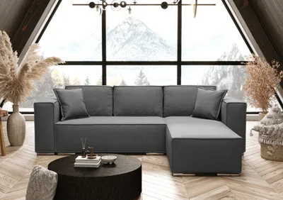 Produktbild von AX LIVING Grau Ecksofa mit Schlaffunktion Vinoria L-Form 255 cm Rechts