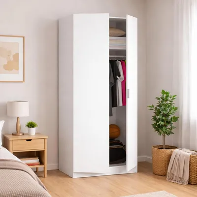 Immagine prodotto di Dmora Guardaroba 2 Ante Artu 52x184h cm Bianco, Appendiabiti 2 Ante