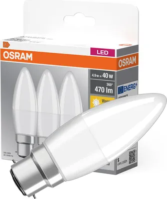Obrázok produktu pre OSRAM LED BASE CLASSIC B v tvare B, LED žiarovka, matná, 4,9 W, 470 lm, 2700 K, CRI 80