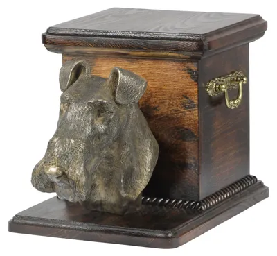 Zdjęcie produktu dla Foksterier szorstkowłosy - urna na prochy psa ze statuetką, elegancka urna dla psa, wyjątkowa urna z popiersiem psa marki Art-Dog