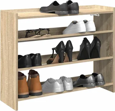 Produktbild von Schuhschrank, Schuhkipper, Schuhregal, Sonoma-Eiche 80x25x62 cm Holzwerkstoff - Schuhständer CC32010
