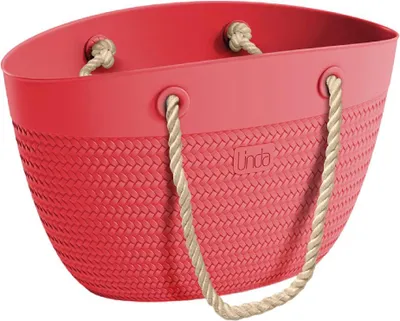 Imagen del producto de Bolsa de playa "Linda" de van der Meulen, color rojo, con cordón y bolsa impermeable