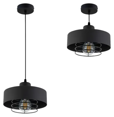 Produktbild von KAR-LIGHTING Pendelleuchte 1-flammig Schwarz, Metall für Esszimmer, Wohnzimmer, Küche – höhenverstellbar, E27-Fassung