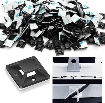 Produktbild von 100 Stück Kabelbefestigung Selbstklebend,Kabelclips Halter Montage
