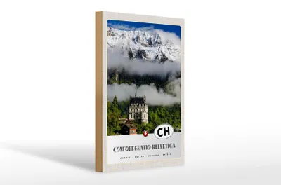 Produktbild von Holzschild Reise 20x30cm Confoederatio Helvetica Schloss