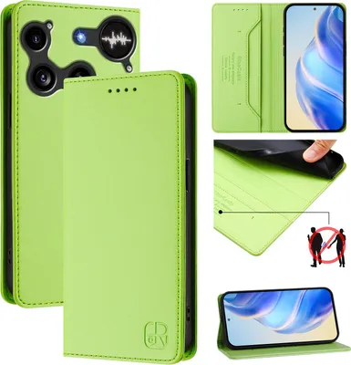 Obrázek produktu pro Kožené pouzdro pro Nothing Phone 3, flipové pouzdro s přihrádkami na karty, peněženkou a stojánkem Zelený