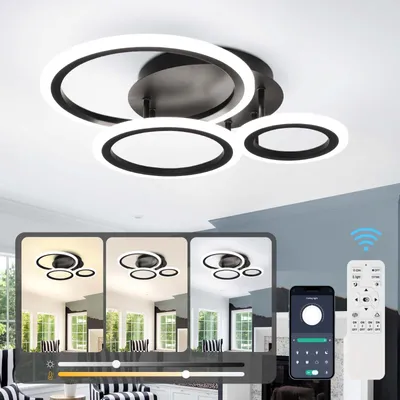 Produktbild von Dimmbare LED Deckenlampe mit Fernbedienung 35W und 3 Ringen