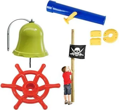 Produktbild von 4-in-1-SET: Kapitänsruder, Glocke, Fahnenmast, Teleskop