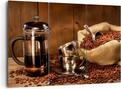 Produktbild von Bild auf Leinwand - Leinwandbild - Kaffeebohnen gerösteter Kaffee Tasse - 165x110cm - Wand Bild - Wanddeko - Leinwanddruck - Bilder - Kunstdruck - Leinwand bilder - Wandkunst - CE165x110-0434