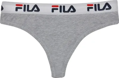 Image de String FILA pour femme - Taille normale, large ceinture avec logo, coton, gris uni, taille M (Medium)