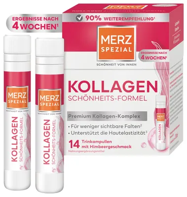 Produktbild von Merz Spezial Kollagen Trinkampullen, Beauty Ampullen mit Kollagen-Komplex, 14 x 25 ml