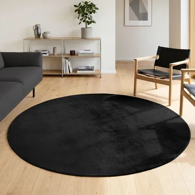 Image de Homebyhome Tapis Lavable à Poils Courts Antidérapant et Doux Design Uni Moderne pour Salon et Chambre à Coucher, Taille: 200 cm rond