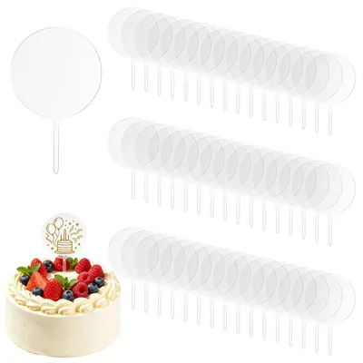 50 Acryl-Tortentopper, rund, 10 cm, klar, mit Stab, für Torten