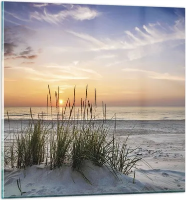 Produktbild von Bilder auf glas - Einteilig - Westen Sonne Strand - 70x70cm - Glasbilder - Wandbilder - Bilder - zum Aufhängen bereit - Wanddekoration aus Glas - Glas Bilder - Wandbild auf Glas - GAC70x70-4201