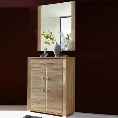 Produktbild von Garderoben Schuhschrank Set mit Spiegel Sonoma Eiche hell GOCH-36 B x H x T ca.: 74 x 188 x 40 cm