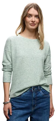 Productafbeelding van Street One gestructureerd shirt met knopen, kleur: Serene Green Mel, maat: 42