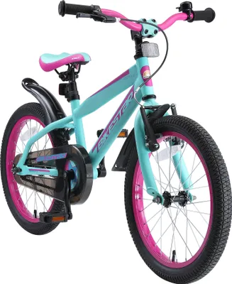 Produktbild von BIKESTAR Kinder Fahrrad ab 5 Jahre | 18 Zoll Urban Jungle Kinderrad | Türkis & Berry