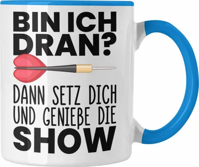 Produktbild von Trendation - Dart Geschenk Tasse Kaffeetasse Dartspieler Geschenkidee Darts Geschenke für Männer Frauen (Blau)