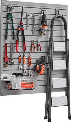 Produktbild von Werkzeugwand 1230x1235x20mm PVC Grau Garage Lamellenwand 136kg pro Platte