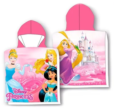 Produktbild von Disney Prinzessin Kinder Poncho Badetuch mit Kapuze Strandtuch 50x100cm