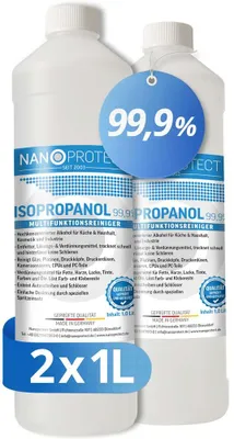 Produktbild von Nanoprotect Isopropanol 99,9% | 2 x 1 Liter Reiniger | Hochprozentiger Isopropylalkohol | IPA Reinigungsalkohol für Haushalt und Elektronik