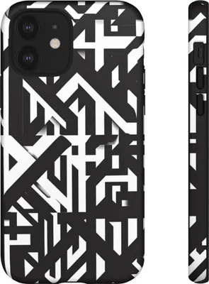 Produktbild von Schwarz-weißes geometrisches Muster – Hülle Kompatibel mit iPhone 12
