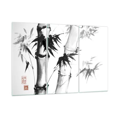 Produktbild von Bilder auf glas - 3 Teile - Asiatisch Aquarell Bambus - 105x70cm - Glasbilder - Wandbilder - Bilder - zum Aufhängen bereit - Wanddekoration aus Glas - Glas Bilder - Wandbild auf Glas - GCE105x70-4577