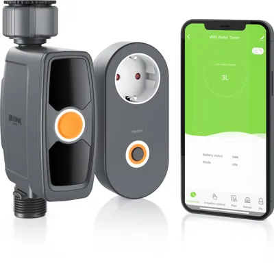 Produktbild von Brandson Bewässerungscomputer mit mit WLAN Wifi, Wasserzeitschaltuhr, Bewässerungssteuerung, Bewässerungssystem, Programmierbar per App
