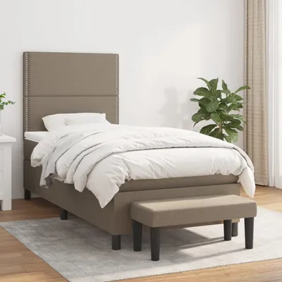 Produktbild von The Living Store Boxspringbett mit Matratze Taupe 100x200 cm Stoff
