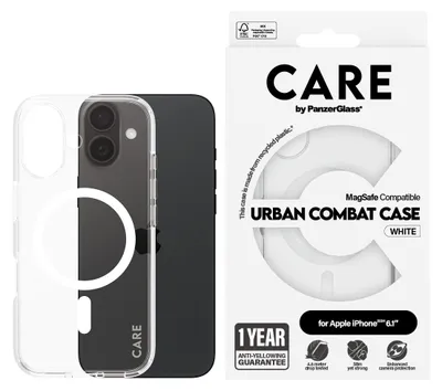 Immagine prodotto di Custodia Care By Panzerglass Flagship con Magsafe per Iphone 16 - Bianco