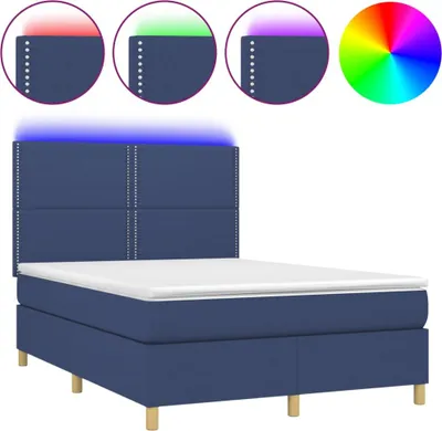Produktbild von vidaXL Boxspringbett mit Matratze & LED Blau 140x190 cm Stoff