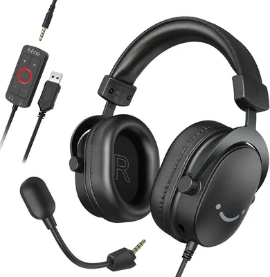 Produktbild von Gaming Headset mit Mikrofon, Over Ear Kopfhörer mit Kabel, USB Headset für PC PS4 PS5 Xbox Switch, RGB Headphone mit 7.1 Surround Sound und Ohrpolster