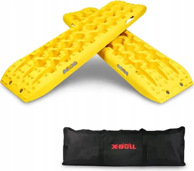 Produktbild von X-BULL 2 Stücke Anfahrhilfe Sandbleche Offroad + Abdeckung, Reifenleiter für Sand/Schlamm/Schnee, 10T (Gelb, 106 x 30 x 5.5 cm)