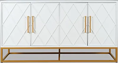 Produktbild von Avola AV2069-60 Kommode, Weiß/Gold, Holz, 4 Türen, 152,5x41x81,5 cm