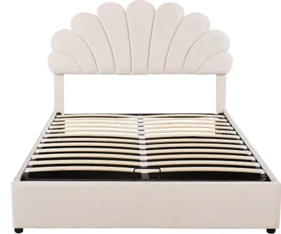 Produktbild von Flieks Polsterbett 140x200cm mit Lattenrost, Doppelbett Jugendbett Kinderbett mit Stauraum, Hydraulisches Boxspringbett Holzbett Stauraumbett, Samt