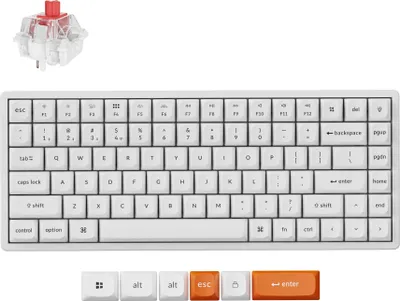 Immagine prodotto di Tastiera meccanica senza fili Keychron K2 Max bianca, Bluetooth, 2,4 GHz, LED RGB, hot-swap, layout QWERTY USA, Super Switch rosso - K2M-Q1