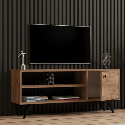 Image de Spinola - Meuble TV, 120x29x50h cm Chêne Marron, une Étagère