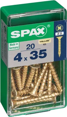 Produktbild von SPAX Universalschraube, 4 x 35 mm, 20 Stück, Vollgewinde, Senkkopf, Kreuzschlitz Z2, 4CUT, YELLOX - 4081020400351