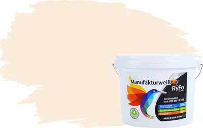 Produktbild von RyFo Colors Bunte Wandfarbe Manufakturweiß Cremeabeige 3l  - weitere Weiß Farbtöne und Größen erhältlich, Deckkraft Klasse 1, Nassabrieb Klasse 1