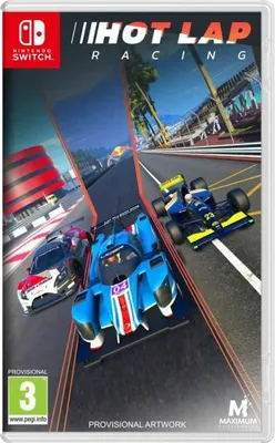 The image shows the cover art for a video game titled 'Hot Lap Racing' for the Nintendo Switch. It features three racing cars on a track.