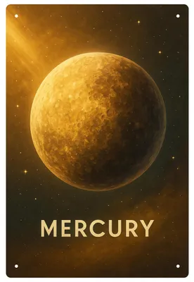Produktbild von Blechschild 20x30cm Mercury Planet Astronomie Motiv Metallschild Weltraum Wanddeko Sonnensystem Universum AstraDesign