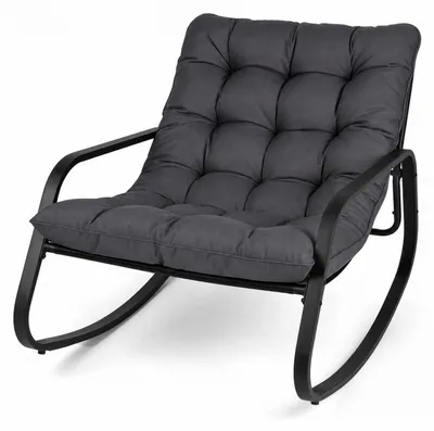 Obrázok produktu pre KOMFOTTEU, záhradné hojdacie kreslo, relaxačné kreslo s odnímateľnou sedacou podložkou a širokým sedákom, ergonomické hojdacie kreslo s nosnosťou až 205 kg, kreslo na odpočinok vhodné na balkón a do záhrady, rozmery 91 x 120 x 78 cm