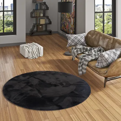Produktbild von Super Soft Hochflorteppich Livorno Schwarz Rund, Größe:400 cm Rund