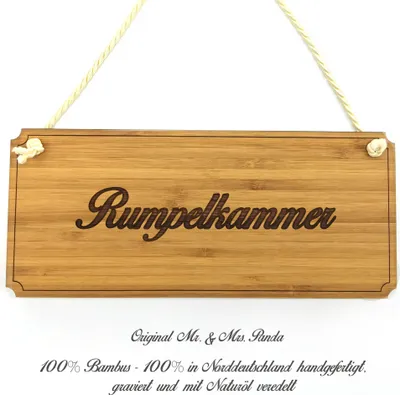 Produktbild von Mr. & Mrs. Panda Schild Rumpelkammer - Geschenk, Shabby, Türschild, Werbeschild, Geschenkidee, Graviert, Landhaus, Wegweiser, Hinweisschild, Firmenschild