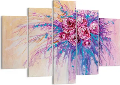 Produktbild von Bild auf Leinwand - Leinwandbild - 5 Teile - Blumenstrauß Blumen Rosen - 150x100cm - Wand Bild - Wanddeko - Wandbilder - Leinwanddruck - Bilder - Wanddekoration - Leinwand bilder - EA150x100-4465